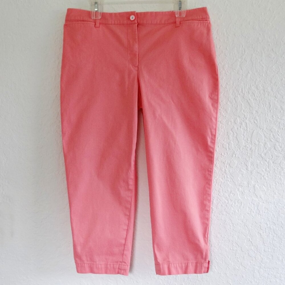 TALBOTS Women's Perfect Crop Pant Size 12P Pink Cotton Blend